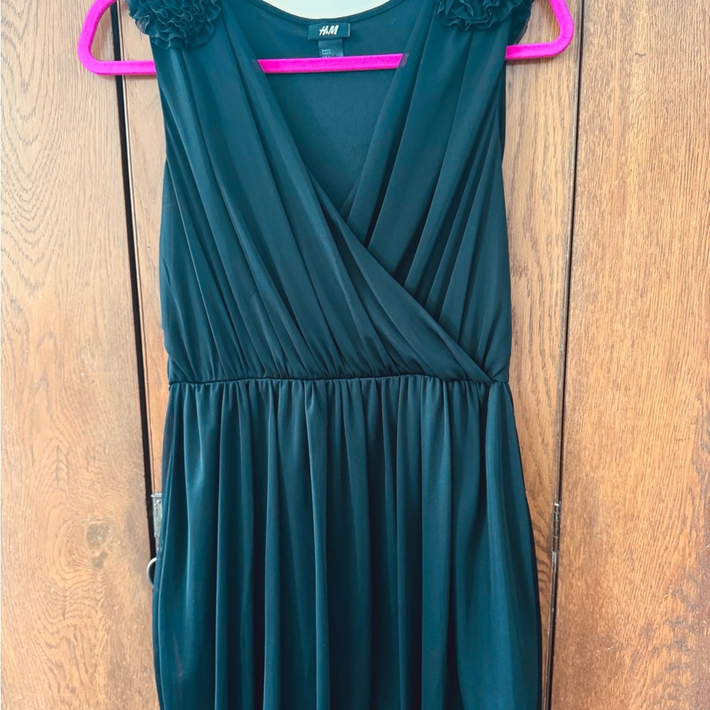 H&M Elegant Black Dress with Floral Accents